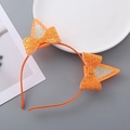 Serre-tête oreilles de chat orange scintillant avec paillettes et nœud décoratif - Orange