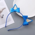 Serre-tête oreilles de chat à paillettes bleues avec nœud pour accessoires cheveux fille - Bleu
