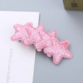 Pink glitter star hair clips set with layered sequins for girls festive hair accessories - Pink