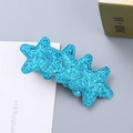 Sparkly blue glitter star hair clip with tiered pentagram design for girls hair - Blue