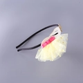 Kids white swan headband with mesh tutu skirt and gold crown decoration in pink accents - Headband / Yellow