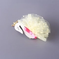 Pink swan hair clip for girls with gold crown and delicate mesh tutu details - Hair Clip / Yellow