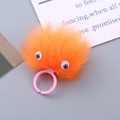 Niedlicher orangefarbener Plüschmonster-Ring für Kinder mit Wackelaugen und pinkem Band - Orange