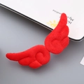 Pair of plush red angel wing hair clips with soft texture for girls and kids - Duckbill Clip (Red)