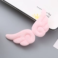 Plush pink angel wing hair clips for kids made of soft fabric in a cute cartoon style - Duckbill Clip (Pink)