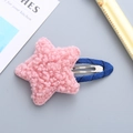 Rosa Plüsch Stern Haarspange mit blauem Stoff umwickeltem Clip für Mädchen - Rosa Stern