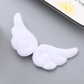 Pair of cute plush white angel wing hair clips for girls with a soft fuzzy texture - Duckbill Clip (White)