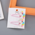 Pink unicorn hair clips set with rainbow glitter accents on display card - 2# Rainbow Mane Unicorn