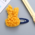 Niedliche gelbe Plüsch-Hasen-Haarklammer für Mädchen mit blauem Stoffbezug - Ingwer Hase