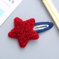 Süße rote Plüsch-Stern-Haarklammer für Mädchen mit blauem Ripsband-Metallclip - Roter Stern