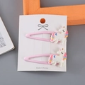 Set de 2 bonitos pasadores de unicornio rosa para niñas con detalles de resina y brillo - 6# Unicornio Crin Colorida
