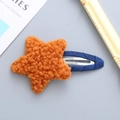 Niedliche orangefarbene Plüsch-Haarklammer in Sternform mit marineblauem Stoffbezug - Oranger Stern/BTS Stil