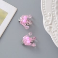 Sparkly pink resin crown hair clips with glitter and cute bow for girls - Pink Crown