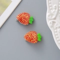 Cute strawberry resin hair clips with golden glitter dots for girls, 2-piece set - Red Carrot