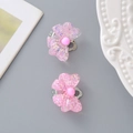 Pink resin bow clip-on earrings with glitter and center bead for girls without piercings - Light Pink Bow