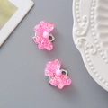Pink resin butterfly ear clips with glitter and beads for girls, set of two pieces - Pink and Red Bow