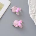 Sparkly pink resin ear clips with Minnie Mouse silhouette and colorful glitter - Pink Rabbit