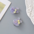 Cute purple resin rabbit ear clips with glitter and yellow bow for kids' accessories - Purple Rabbit