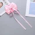 Fermaglio per capelli a fiocco rosa con stampa floreale vintage e lunghe nappe - Fermaglio Singolo Fiocco Nastro Rosa