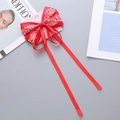 Fiocco per capelli rosso con lunghe nappe e motivi floreali per il Capodanno cinese - Fermaglio Singolo Fiocco Nastro Rosso