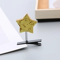 Sparkly gold sequin star spring hair clip with black metal alligator base for kids - Gold Sequin Star