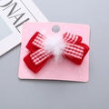 Fermaglio per capelli a fiocco rosso stile cinese con pompon bianco per bambini - Fermaglio Singolo Piccolo Pon Pon Quadri