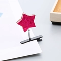 Star-shaped spring hair clip with rose red glitter finish on metal alligator base - Red Sequin Star