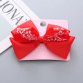 Fiocco per capelli cinese rosso con motivi floreali e nappe per il Capodanno - Fermaglio Singolo Doppio Fiocco Cinese 3D