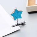 Glittery blue star spring hair clip for kids with durable black metal duckbill base - Blue Sequin Star