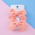 Barrettes à cheveux faites à la main en ruban gros-grain rose corail pour filles - Orange Clair