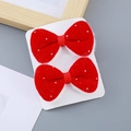 Set di due fermagli per capelli a fiocco in velluto rosso con perline per bambina - Fiocco con Strass Peluche