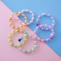 Set de 6 pulseras de cuentas de dibujos animados con perlas sintéticas y cuentas de color - Estilo de Intervalo Transparente
