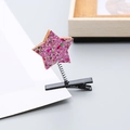 Pink glitter star hair clip with spring design and cute macaron style for children - Mixed Pink Sequin Star