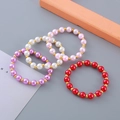 Kids 4-piece bead bracelet set with purple, white, pink and red pearls and gold beads - Multicolor Mixed Style (1#)