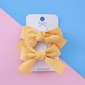Barrettes à cheveux jaunes à pois faites main pour filles avec carte de support - Pois Jaunes