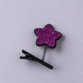 Purple glitter star hair clip with dynamic spring mechanism and black metal base - Sequin Flower Purple