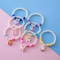Set de pulseras para niñas con colgantes de unicornio lindos y perlas de imitación - Estilo de Colgante de Perla