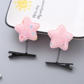 Cute pink star spring hair clip for kids with colorful glitter and macaron finish - Glitter Star Light Pink