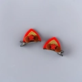 Barrettes oreilles de chat en feutre rouge et doré avec pompons marrons et étoile brillante - Style Oreilles de Chat avec Pompon / Oreilles de Chat avec Pompon Rouge