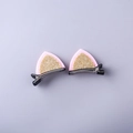 Barrettes à cheveux oreilles de chat roses avec paillettes dorées pour fillettes - Forme Oreilles de Chat / Oreille de Chat Rose