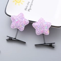 Cute star-shaped spring hair clips for girls in purple glitter with macaron color - Glitter Star Violet
