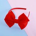 Diadema roja con lazo grande para niñas fabricada con tela texturizada y estilo elegante - Rojo