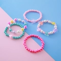 Set of 4 colorful beaded bracelets for girls with cute butterfly and heart charms - Butterfly And Heart Style