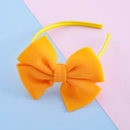 Diadema amarilla para niñas con lazo grande de tela y diseño de corona alta elegante - Amarillo Jengibre