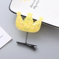 Yellow crown spring hair clip with orange flower sequins for kids and girls - Sequin Crown Yellow