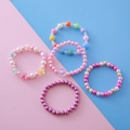 5pcs set of colorful bead bracelets with stars and flower charms for girls - Set 4 (5 Pieces)