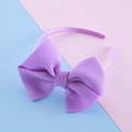 Pale purple oversized satin bow headband for kids featuring a soft lustrous finish - Purple