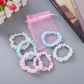 Set di 5 elastici per capelli in organza rosa blu e bianco con sacchetto regalo coordinato - Mix Rosa Beige E Verde