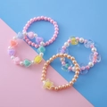 Ensemble de bracelets en perles macaron avec breloques cœur et étoile pour filles - Ensemble 5 (4 Pièces)