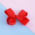 Lazo para el pelo de cinta de grogrén rojo para niñas con textura de canalé a mano - Rojo